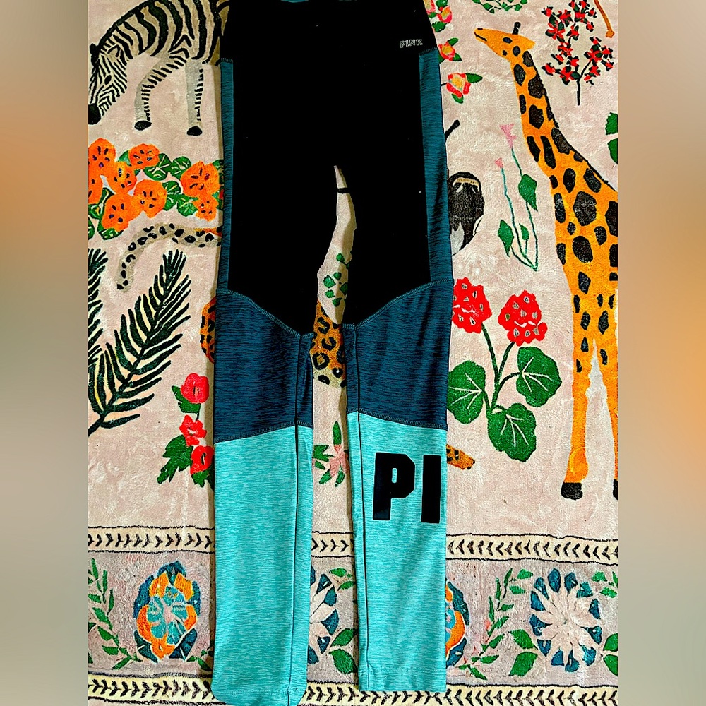 PINK leggings, light and dark teal, only worn 2-3 times  cost 42 originally